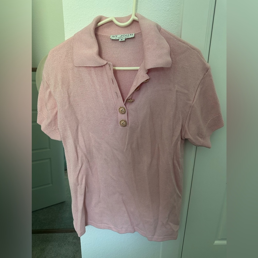 St. John Vintage Pink Short Sleeve Knit Shirt
